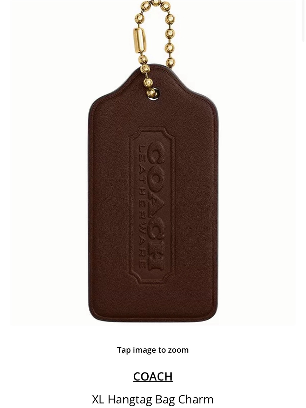 COACH XL Brown Leather Hangtag Bag Charm